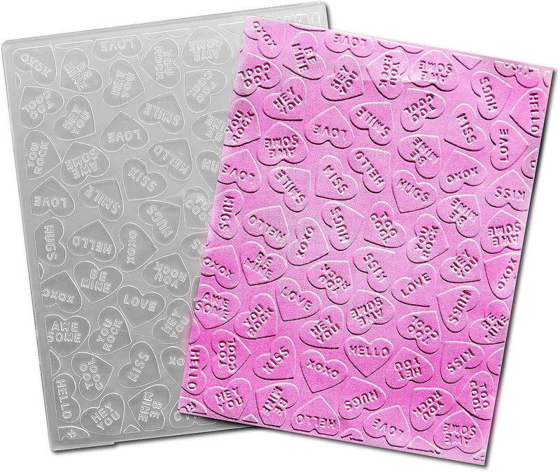 Arbuya Happy Valentine's Day Plastic Embossing Folders for Card Making Hearts Be Mine Embossing Folder for Scrapbooking Pages Paper Crafting Clay Decoration - Image 1